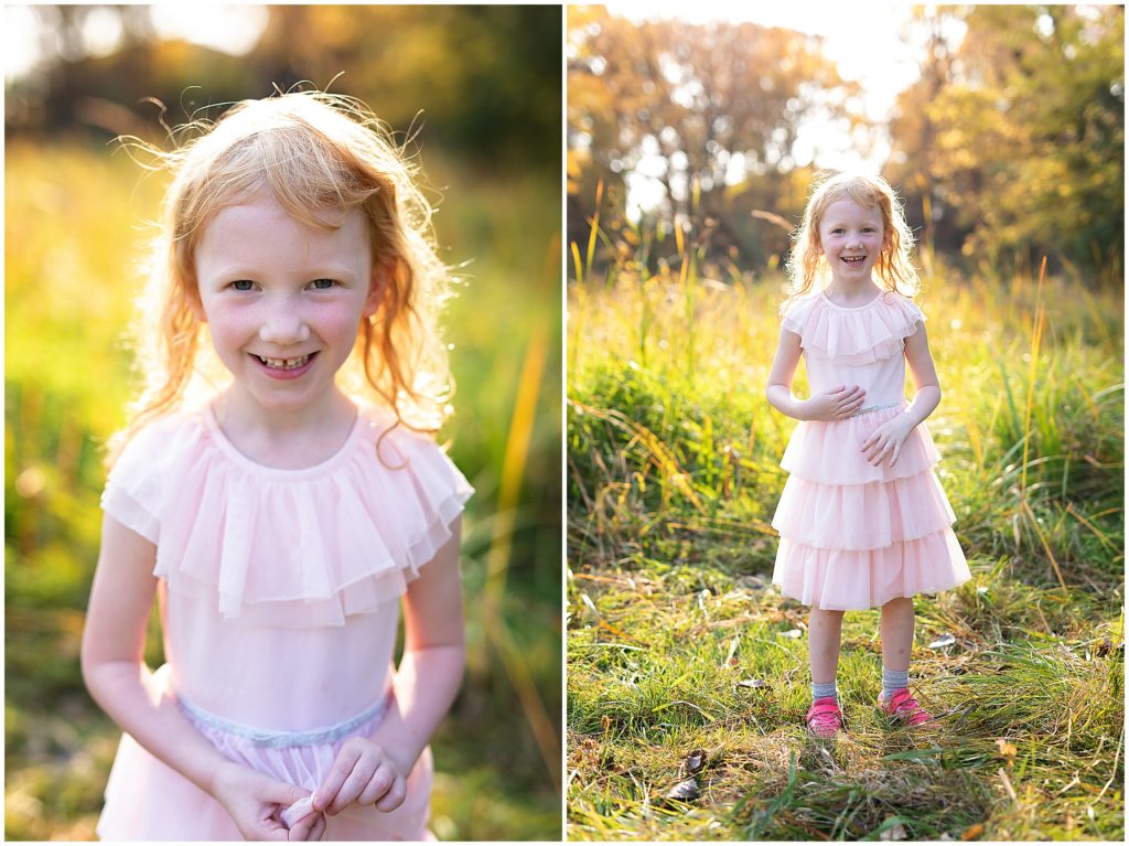 Little girl in golden sun at Edina Nine Mile Creek Family Photography