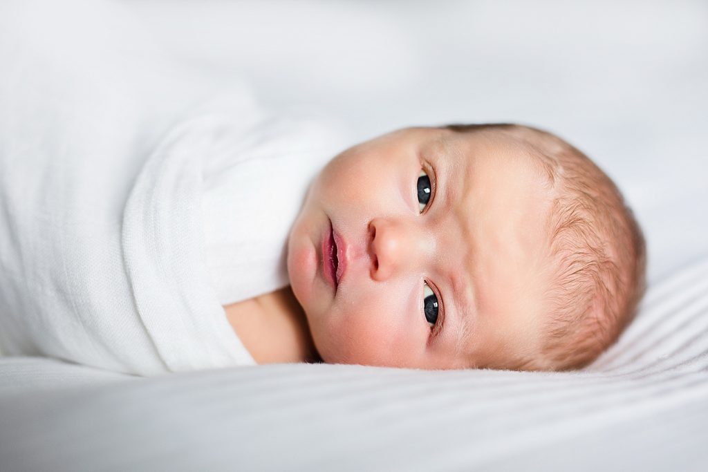 Newborn baby with eyes open