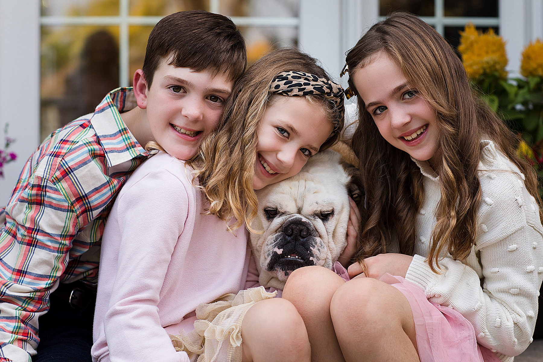 edina family photography - siblings with dog