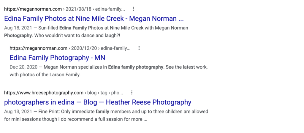 Megan Norman Photography Google search results
