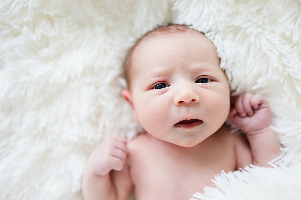Newborn with eyes open