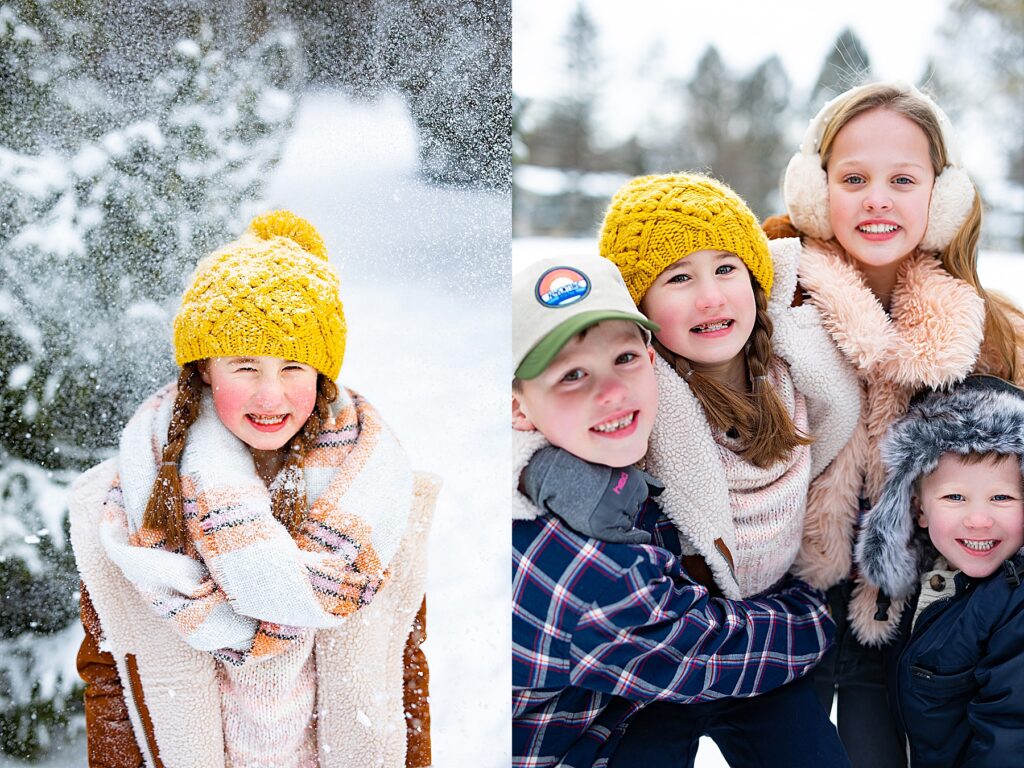 5 Fun Ideas for Family Photos in Winter - Kids having fun at Arneson Acres winter family photography in Edina, MN
