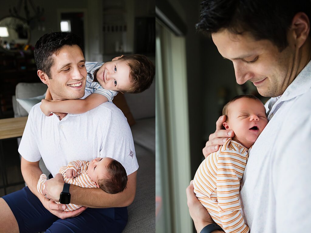 Newborn session with Dad and baby in Edina Photographer
