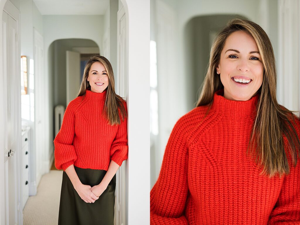 Headshots of a woman in red in Minneapolis, MN