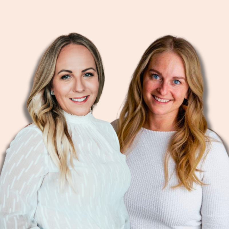 Portrait of How2Mom co-owners Stephanie Sinclair and Nikki Zweber, Twin Cities doulas who help Minnesota families navigate Birth Plans, birth preferences, pregnancy, and postpartum.